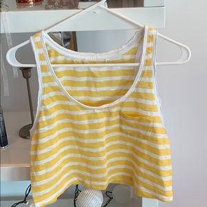 Yellow and White Striped Crop Tank